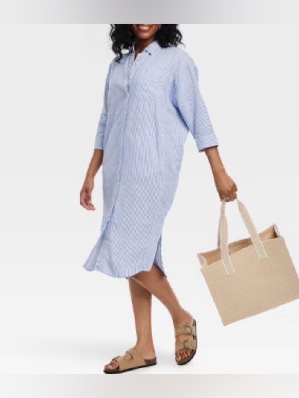 Universal Threads 3/4 Sleeve Button Down Shirt Dress